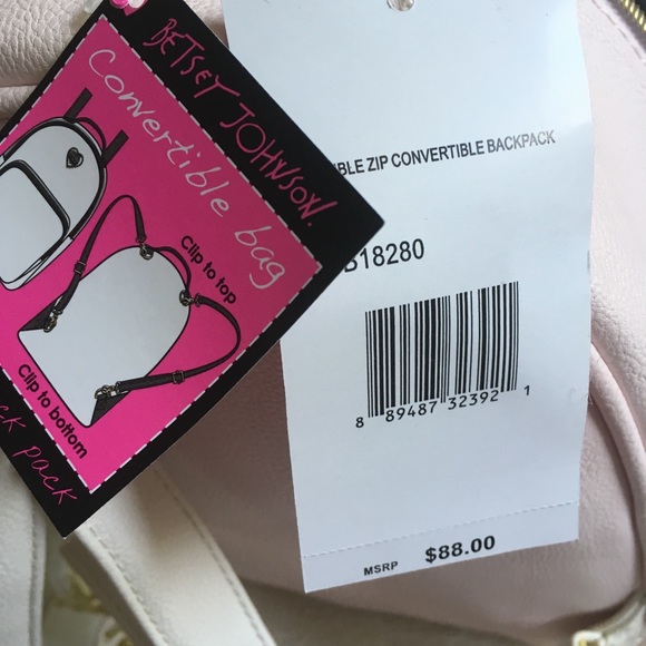 Betsey Johnson Blush Quilted Convertible Backpack Shoulder Bag Purse NWT main image 13